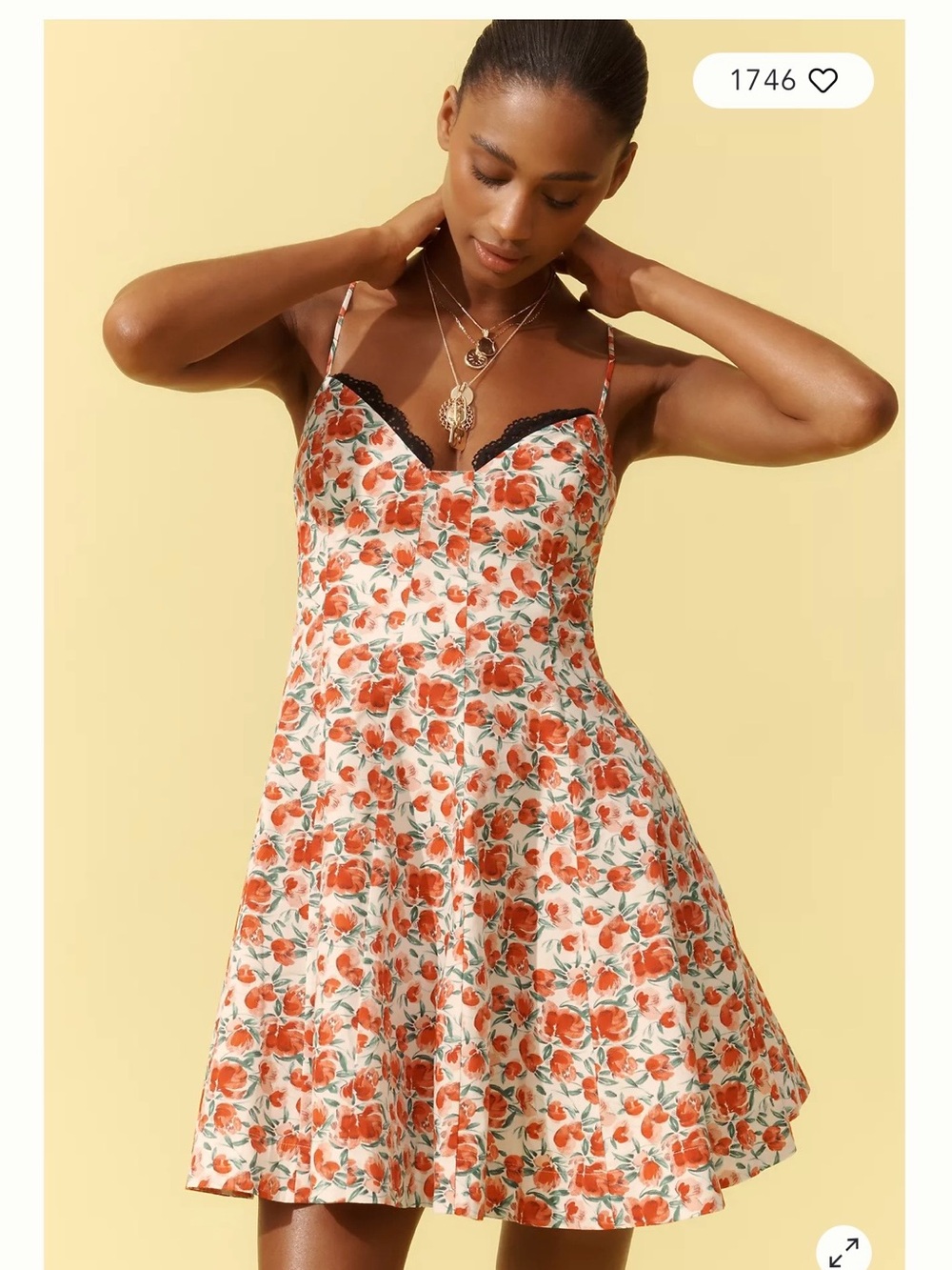 Maeve Lace-Trim Sweetheart Mini Dress